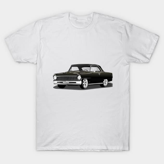 1967 Black Chevrolet Nova Print T-Shirt by RPM-ART